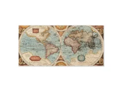 Banjado Magnettafel 78x37cm Magnetwand Weiß Aus Metall Magnetpinnwand Pinnwand Inkl. 4 Magnete Motiv Historische Weltkarte