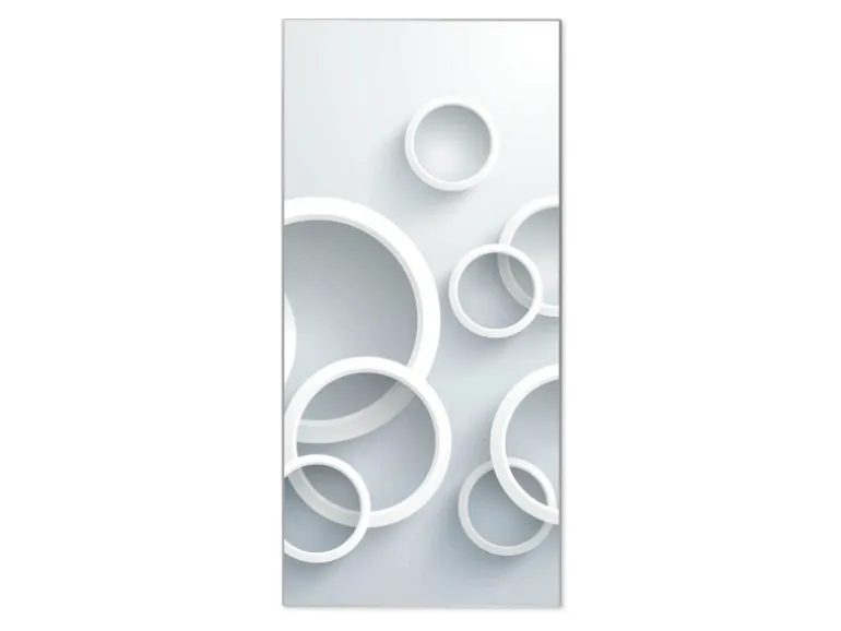 Banjado Magnettafel 37x78cm Magnetwand Silber Aus Metall Magnetpinnwand Pinnwand Inkl. 4 Magnete Motiv Weiße Ringe