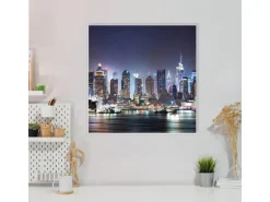 Banjado Magnettafel 50x50cm Magnetwand Weiß Aus Metall Magnetpinnwand Pinnwand Inkl. 4 Magnete Motiv New York