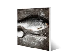 Banjado Magnettafel 50x50cm Magnetwand Weiß Aus Metall Magnetpinnwand Pinnwand Inkl. 4 Magnete Motiv Fisch Und Salz