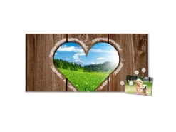 Banjado Magnettafel 78x37cm Magnetwand Silber Aus Metall Magnetpinnwand Pinnwand Inkl. 4 Magnete Motiv Ausblick Mit Herz