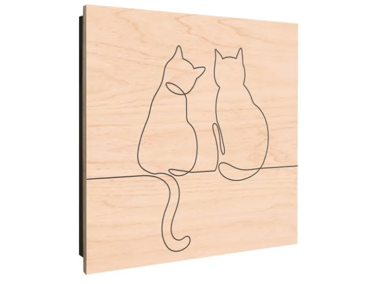 Banjado Schlüsselkasten Holz 30x30cm Schwarz Scharnier Rechts 50 Haken Design Schlüsselbox Motiv Katzenliebe 2