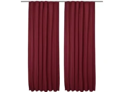 Beautissu Amelie TK Vorhang mit Kräuselband 140x245cm Rot 2tlg