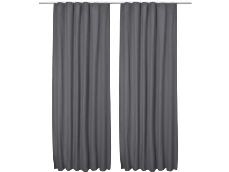 Beautissu Amelie TK Vorhang mit Kräuselband 140x245cm Anthrazit 2tlg