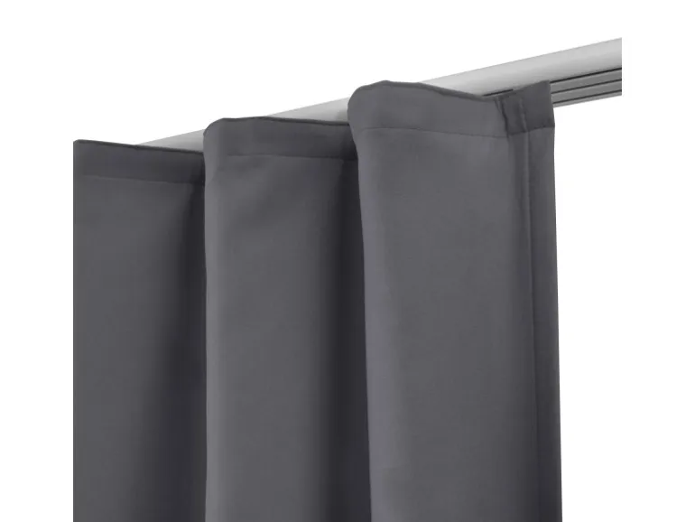 Beautissu Amelie TK Vorhang mit Kräuselband 140x245cm Anthrazit 2tlg