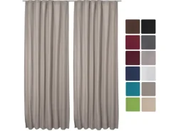 Beautissu Amelie TK Vorhang mit Kräuselband 140x245cm Sand 2tlg