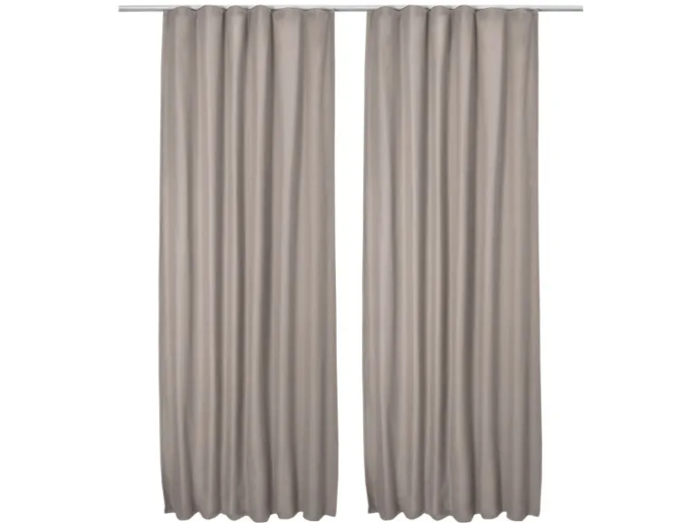 Beautissu Amelie TK Vorhang mit Kräuselband 140x245cm Sand 2tlg