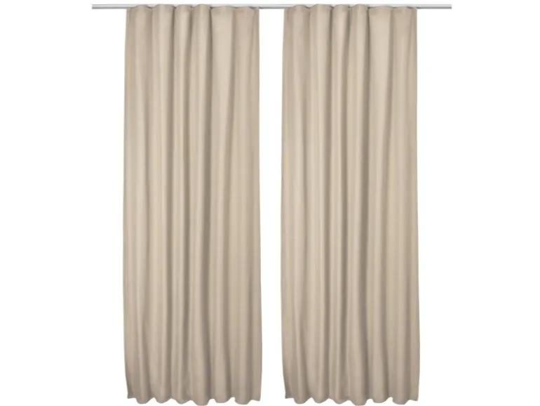 Beautissu Amelie TK Vorhang mit Kräuselband 140x245cm Creme 2tlg