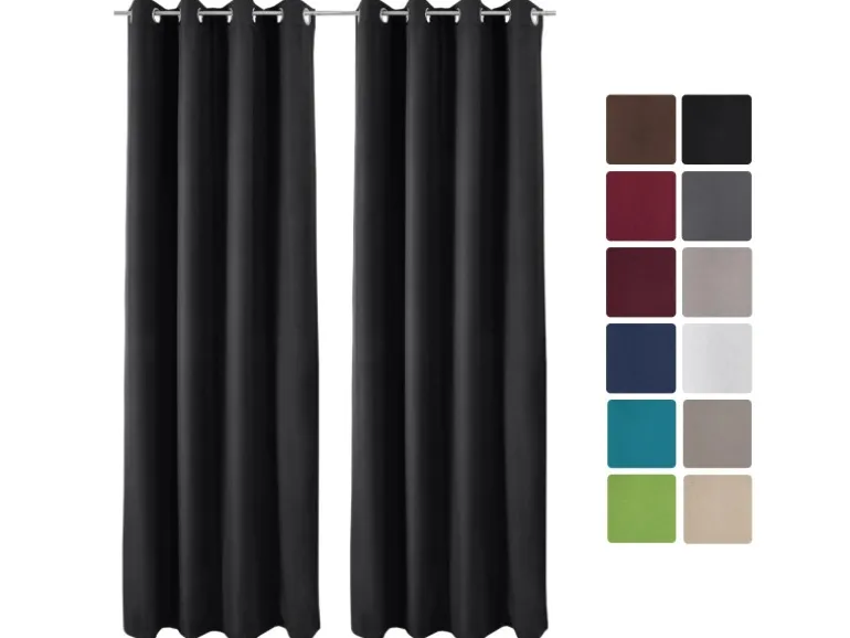 Beautissu Amelie TO Vorhang mit Öse 140x245cm Schwarz 2tlg
