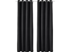Beautissu Amelie TO Vorhang mit Öse 140x245cm Schwarz 2tlg