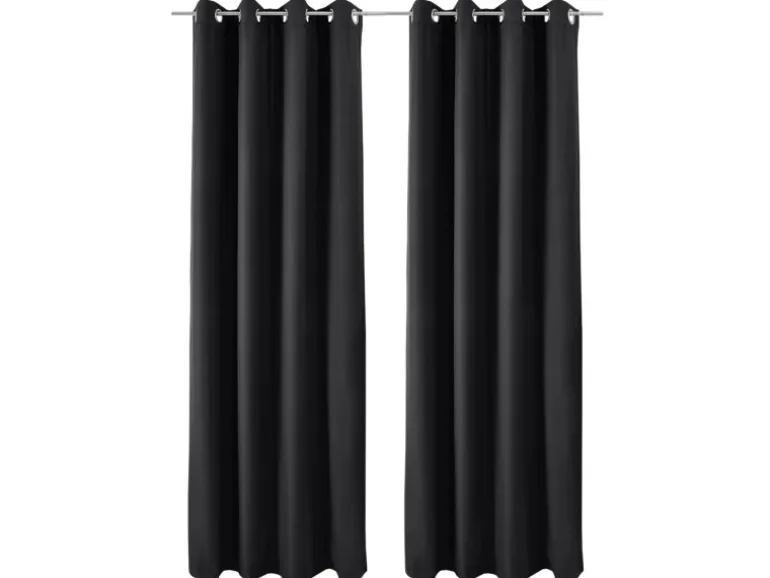 Beautissu Amelie TO Vorhang mit Öse 140x245cm Schwarz 2tlg