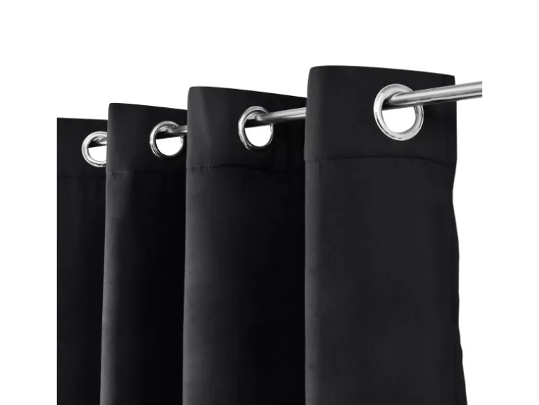 Beautissu Amelie TO Vorhang mit Öse 140x245cm Schwarz 2tlg