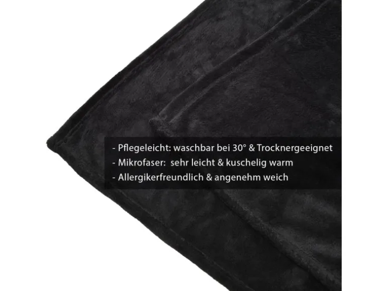 Beautissu Aurelia Decke 220x240cm Schwarz