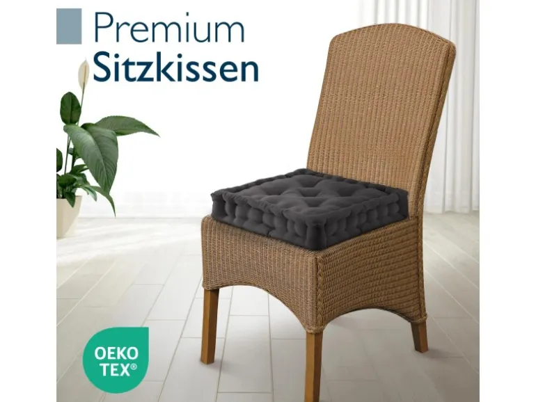 Beautissu Mila Stuhlkissen 40x40x8cm Anthrazit 4tlg