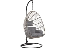 Beliani Hängesessel Grau Schwarz 97x97x199