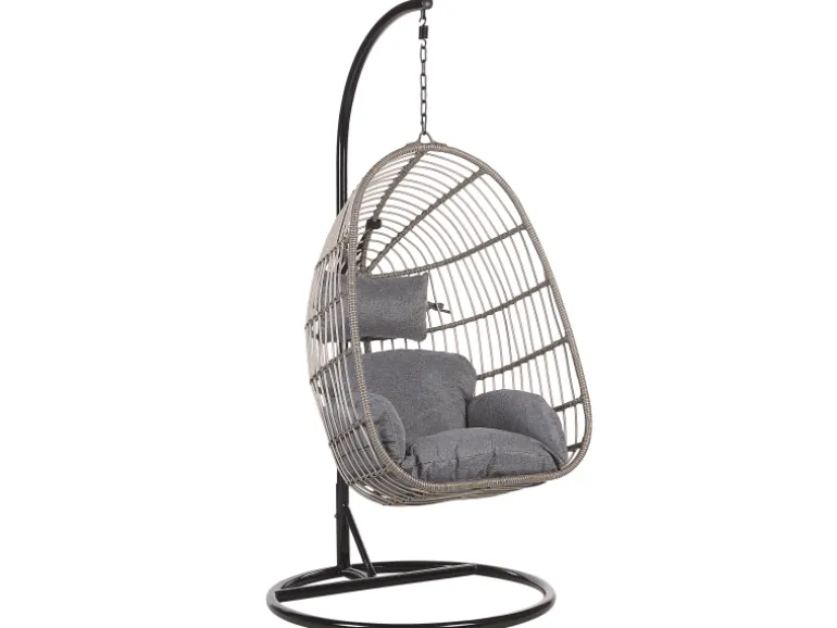Beliani Hängesessel Grau Schwarz 97x97x199