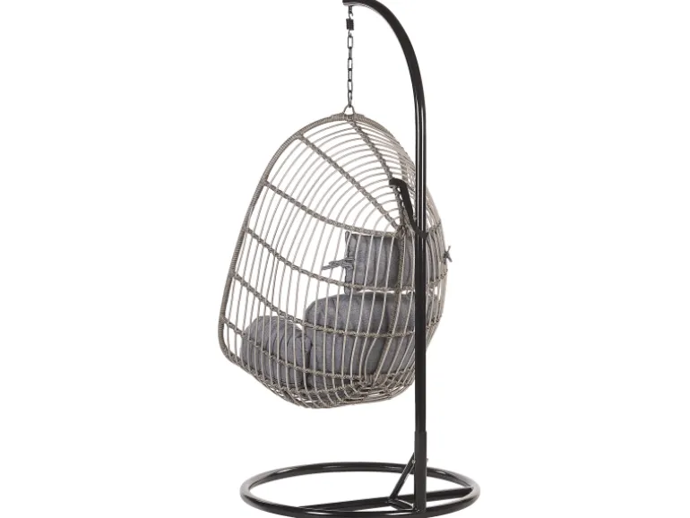 Beliani Hängesessel Grau Schwarz 97x97x199