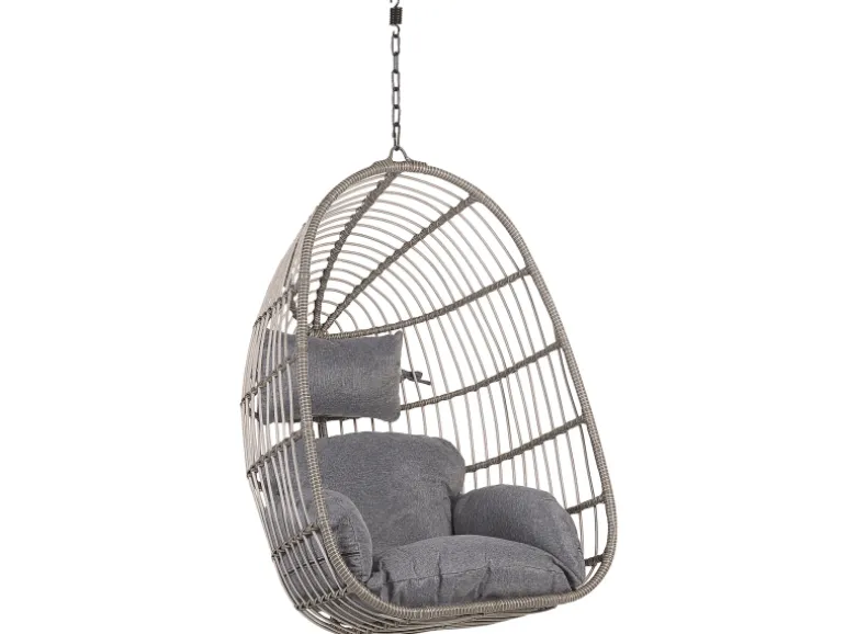 Beliani Hängesessel Grau Schwarz 97x97x199