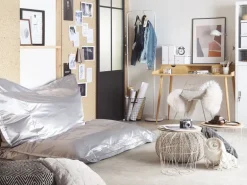 Beliani Sitzsack FUZZY Silber 180x230x20