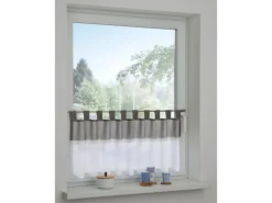 Bennetti Bistrogardine Batist mit Spitzenborte Silbergrau 45 x 135 cm