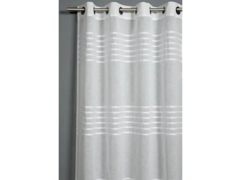 Bennetti Schal mit Ösen Etamine 3-D Streifen Weiß 140 x 245 cm
