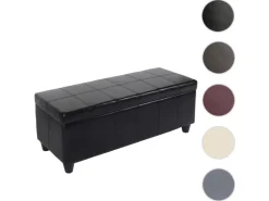 BERLINLODGE Aufbewahrungs-Truhe Sitzbank Lars 45x112x45cm Schwarz Leder & Kunstleder