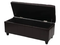 BERLINLODGE Aufbewahrungs-Truhe Lars 45x114x45cm Kunstleder Braun