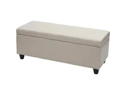 BERLINLODGE Aufbewahrungs-Truhe Lars 45x114x45cm Kunstleder Creme