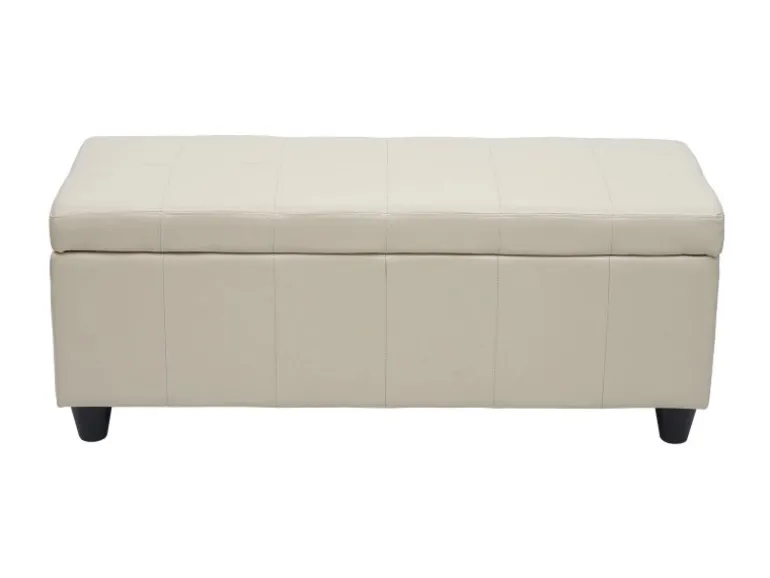 BERLINLODGE Aufbewahrungs-Truhe Lars 45x114x45cm Kunstleder Creme