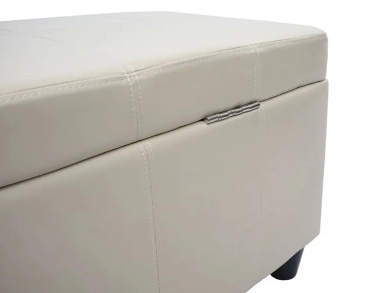 BERLINLODGE Aufbewahrungs-Truhe Lars 45x114x45cm Kunstleder Creme