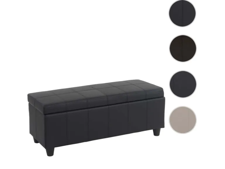 BERLINLODGE Aufbewahrungs-Truhe Lars 45x114x45cm Kunstleder Creme