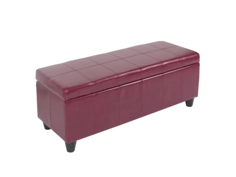 BERLINLODGE Aufbewahrungs-Truhe Sitzbank Lars 45x112x45cm Rot Leder & Kunstleder