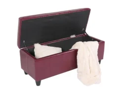 BERLINLODGE Aufbewahrungs-Truhe Sitzbank Lars 45x112x45cm Rot Leder & Kunstleder