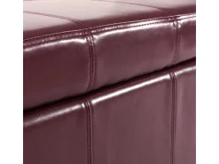 BERLINLODGE Aufbewahrungs-Truhe Sitzbank Lars 45x112x45cm Rot Leder & Kunstleder