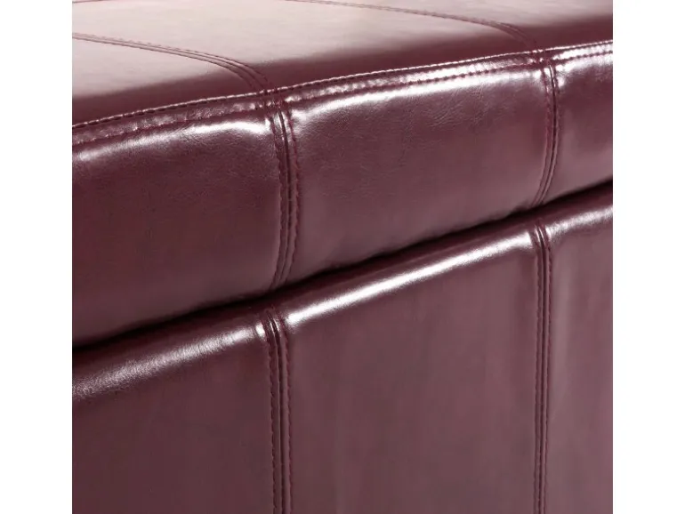 BERLINLODGE Aufbewahrungs-Truhe Sitzbank Lars 45x112x45cm Rot Leder & Kunstleder
