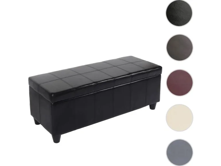 BERLINLODGE Aufbewahrungs-Truhe Sitzbank Lars 45x112x45cm Rot Leder & Kunstleder