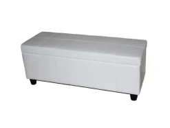 BERLINLODGE Aufbewahrungs-Truhe Sitzbank Lars 45x112x45cm Weiß Leder & Kunstleder