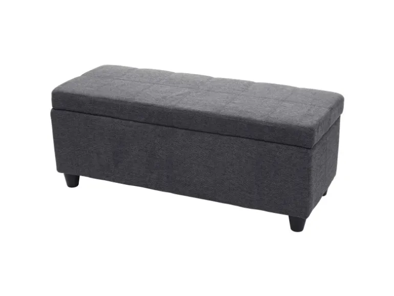 BERLINLODGE Aufbewahrungs-Truhe Lars 45x114x45cm Stoff/Textil Dunkelgrau