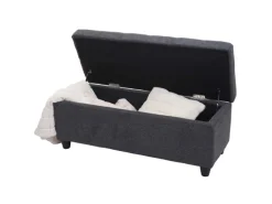 BERLINLODGE Aufbewahrungs-Truhe Lars 45x114x45cm Stoff/Textil Dunkelgrau
