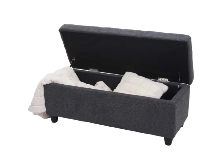 BERLINLODGE Aufbewahrungs-Truhe Lars 45x114x45cm Stoff/Textil Dunkelgrau