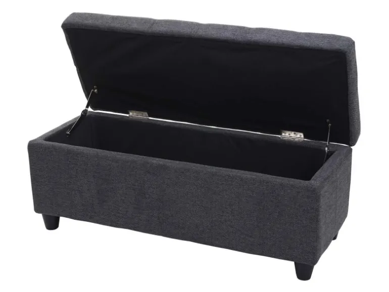 BERLINLODGE Aufbewahrungs-Truhe Lars 45x114x45cm Stoff/Textil Dunkelgrau