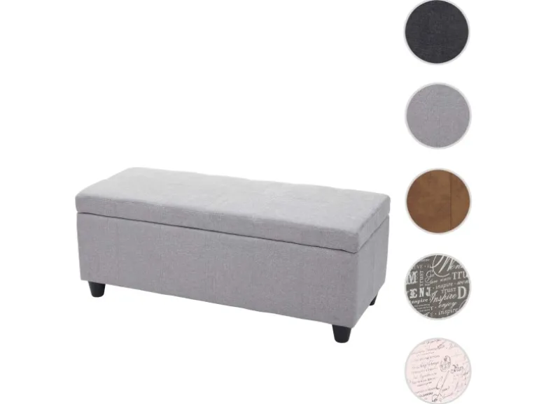 BERLINLODGE Aufbewahrungs-Truhe Lars 45x114x45cm Stoff/Textil Dunkelgrau