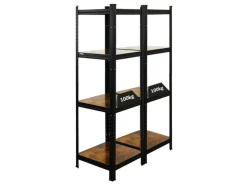 BERLINLODGE 2er Wohnregal Ragnar Set HxBxT 150x45x45cm Fachlast 100kg Vintagebraun-Schwarz
