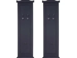 BERLINLODGE Garderobe 2er-Set 109x28x5,5cm Wandhaken Holz Dunkelgrau Lackiert