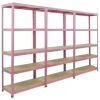 BERLINLODGE Mega Deal 3x Wohnregal PINK LADY HxBxT 180x90x40cm Fachlast 175kg 5 Ebenen Pink Bücherregal Standregal Büroregal