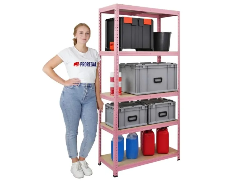 BERLINLODGE Mega Deal 3x Wohnregal PINK LADY HxBxT 180x90x40cm Fachlast 175kg 5 Ebenen Pink Bücherregal Standregal Büroregal