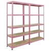 BERLINLODGE Mega Deal 2x Wohnregal PINK LADY HxBxT 180x90x40cm Fachlast 175kg 5 Ebenen Pink Bücherregal Standregal Büroregal