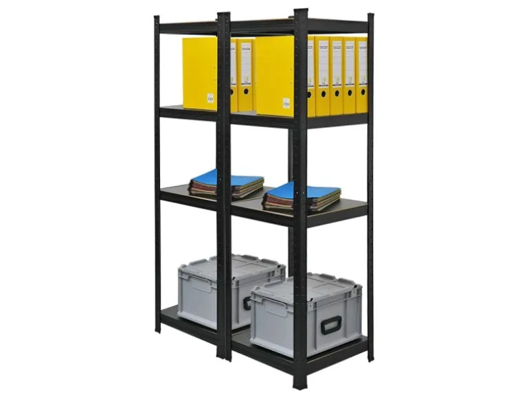 BERLINLODGE Mega Deal 2x Wohnregal Ragnar HxBxT 150x45x45cm Fachlast 100kg Matt Shwarz Bücherregal Standregal Büroregal für Wohnzimmer