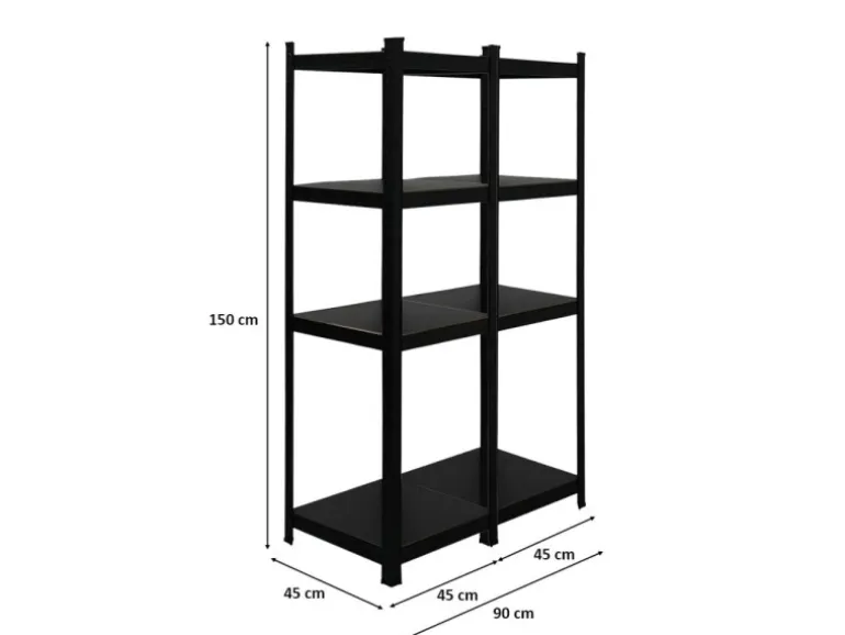 BERLINLODGE Mega Deal 2x Wohnregal Ragnar HxBxT 150x45x45cm Fachlast 100kg Matt Shwarz Bücherregal Standregal Büroregal für Wohnzimmer