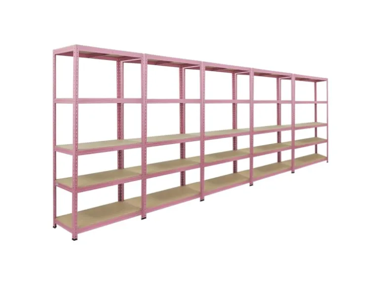 BERLINLODGE Mega Deal 5x Wohnregal PINK LADY HxBxT 180x90x40cm Fachlast 175kg 5 Ebenen Pink Bücherregal Standregal Büroregal